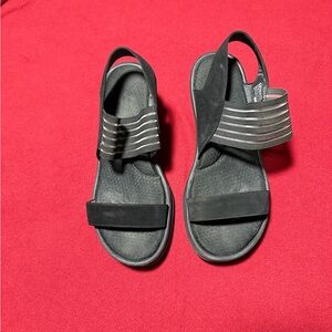 Skechers Black Wedge Sandals